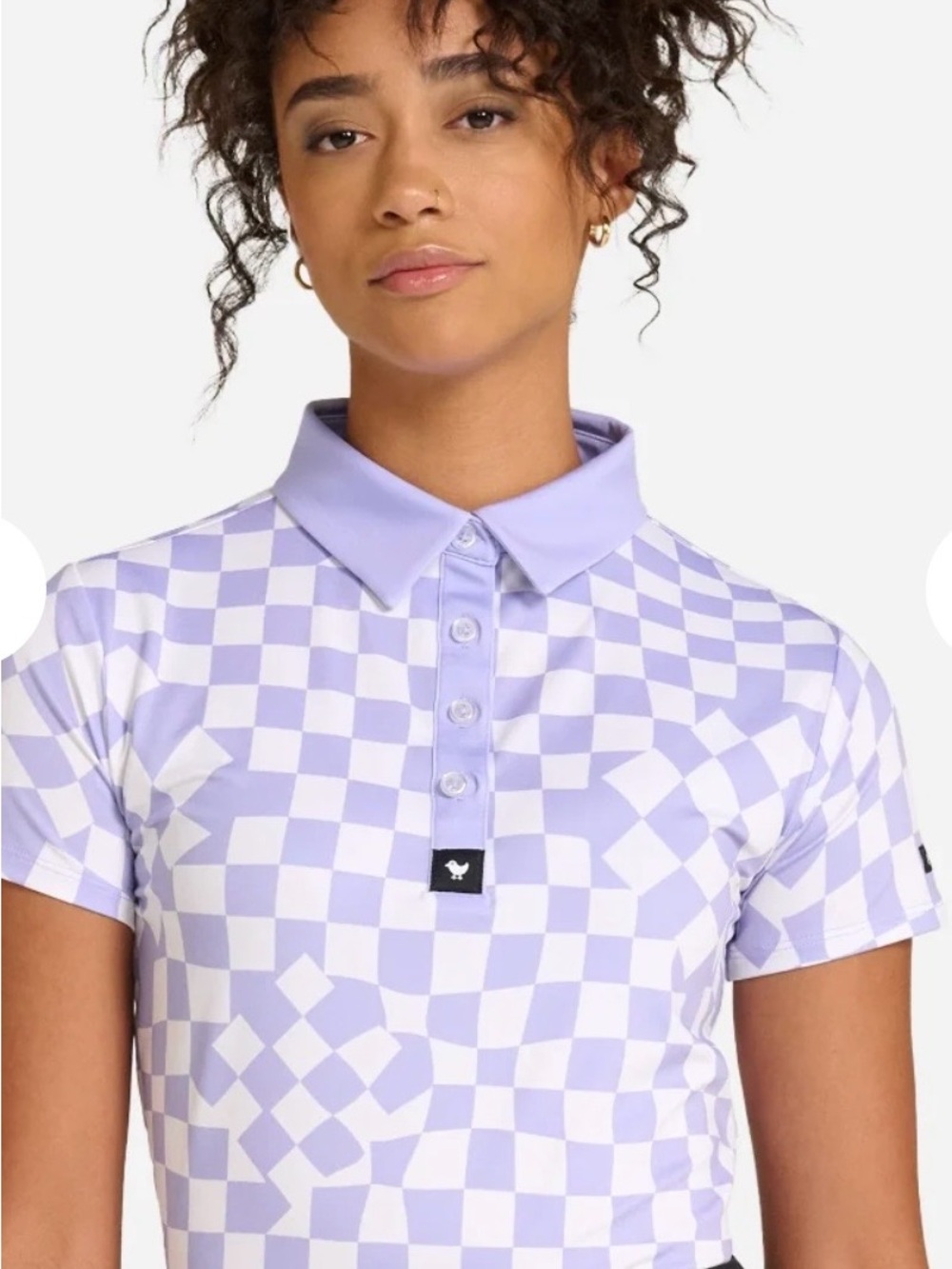 Bad Birdie Lavender and White Checker Golf Polo Size Medium